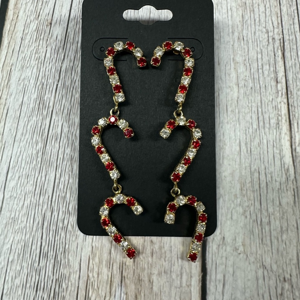 Elegant Red and Gold Candy Cane Earrings